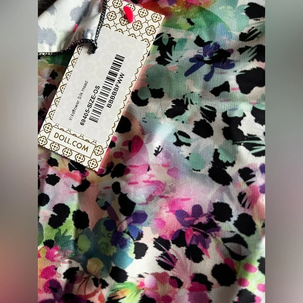 NWT DOLL Swimwear Wildflower Silk Head Scarf OS Bandana Vacation Animal Print - Picture 4 of 8